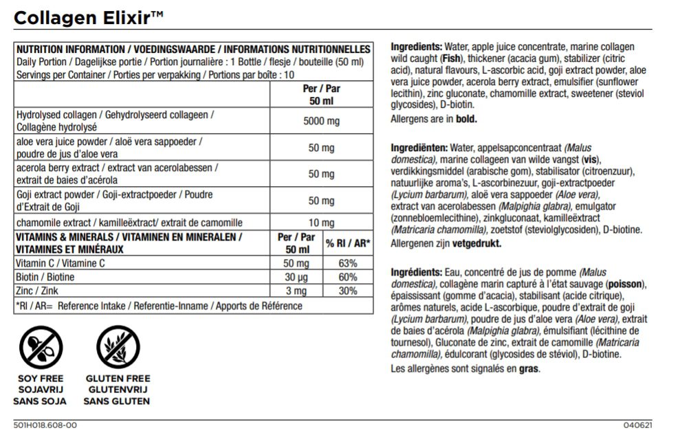 voedingsinformatie collageen elixer